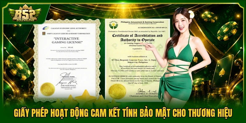 Giấy phép hoạt động cam kết tính bảo mật cho thương hiệu